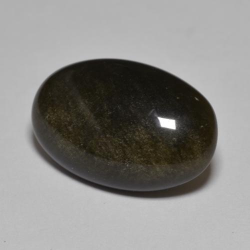Obsidienne noir naturelle coupe ovale, 8,61 ct, opaque
