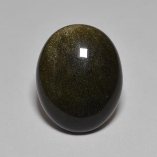 Obsidienne noir naturelle coupe ovale, 10,15 ct, opaque