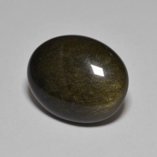 Obsidienne noir naturelle coupe ovale, 10,15 ct, opaque