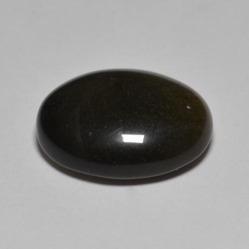 Obsidienne noir naturelle coupe ovale, 10,15 ct, opaque