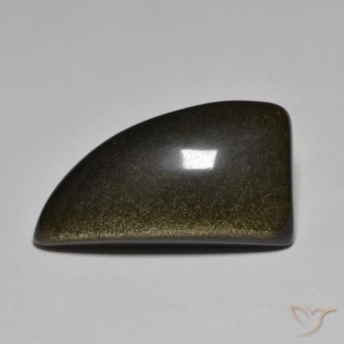 Obsidienne Noir avec reflets dorés naturelle Fantaisie, 15.13 ct, Opaque