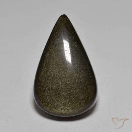Obsidienne Noir avec bronze naturelle En forme de poire, 17.42 ct, Opaque