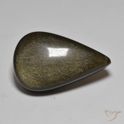 Obsidienne Noir avec bronze naturelle En forme de poire, 17.42 ct, Opaque