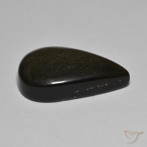 Obsidienne Noir avec bronze naturelle En forme de poire, 17.42 ct, Opaque