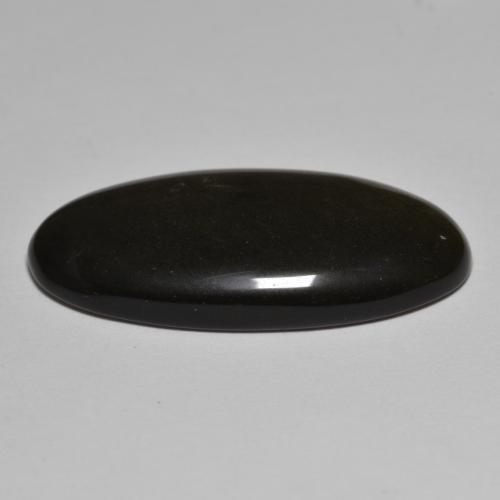 Obsidienne noir naturelle coupe ovale, 17,99 ct, opaque