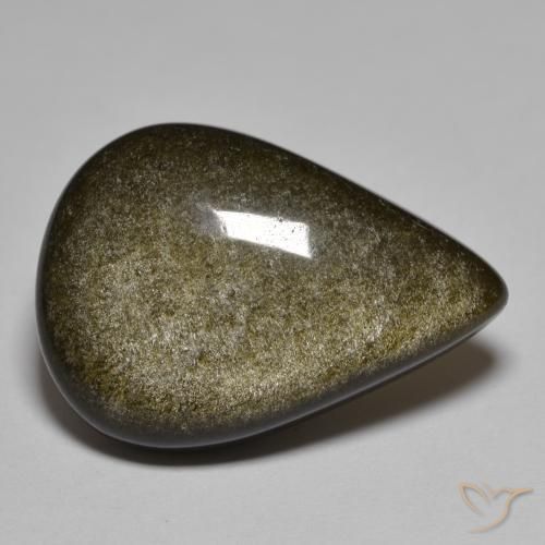 Obsidienne Noir avec bronze naturelle En forme de poire, 16.17 ct, Opaque