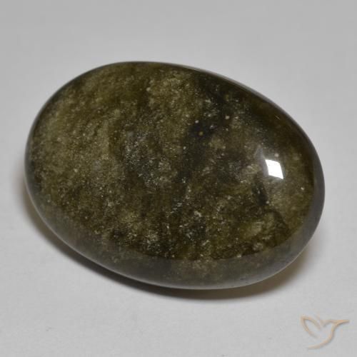 Obsidienne Noir avec bronze naturelle ovale, 18.03 ct, Opaque