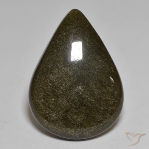 Obsidienne Noir avec bronze naturelle En forme de poire, 16.54 ct, Opaque