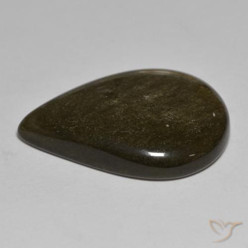 Obsidienne Noir avec bronze naturelle En forme de poire, 16.54 ct, Opaque