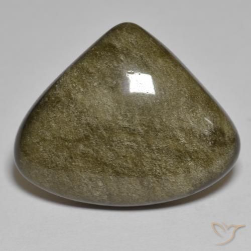 Obsidienne Noir avec reflets dorés naturelle Trillion, 17.87 ct, Opaque