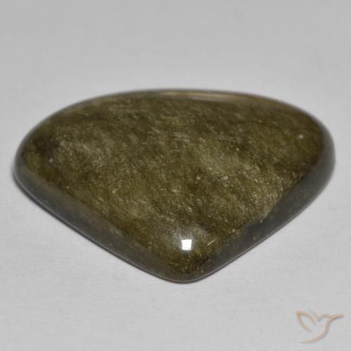 Obsidienne Noir avec reflets dorés naturelle Trillion, 17.87 ct, Opaque