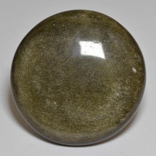 Obsidienne Noir avec reflets dorés naturelle Coupe roude, 40.64 ct, Opaque