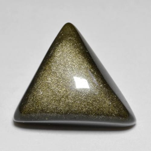 Obsidienne Noir avec bronze naturelle Trillion, 10.77 ct, Opaque