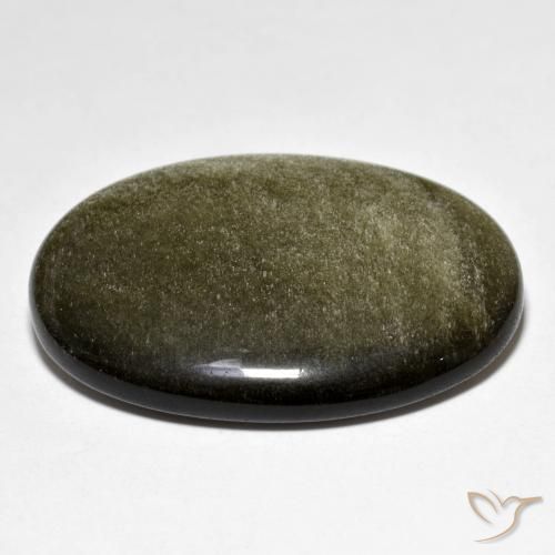 Obsidienne Marron noir naturelle ovale, 33.38 ct, Opaque
