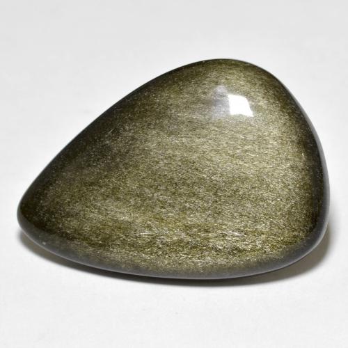 Obsidienne doré naturelle en forme de poire, 26,27 ct, opaque