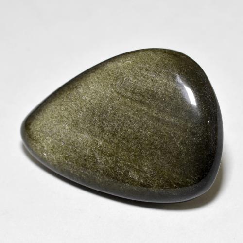 Obsidienne doré naturelle en forme de poire, 26,27 ct, opaque