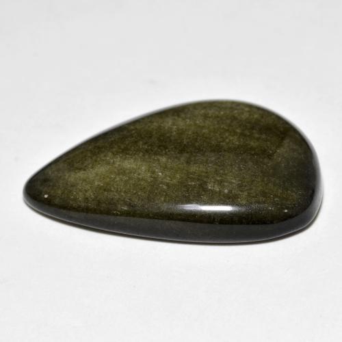 Obsidienne doré naturelle en forme de poire, 26,27 ct, opaque
