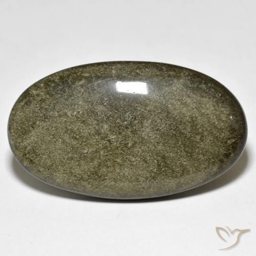 Obsidienne Noir avec reflets dorés naturelle ovale, 31.40 ct, Opaque
