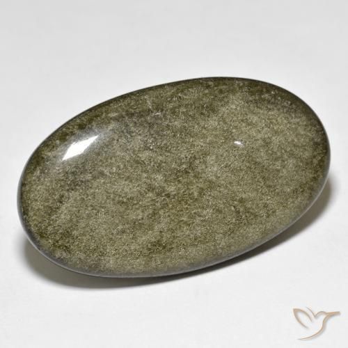 Obsidienne Noir avec reflets dorés naturelle ovale, 31.40 ct, Opaque