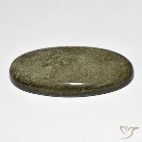 Obsidienne Noir avec reflets dorés naturelle ovale, 31.40 ct, Opaque