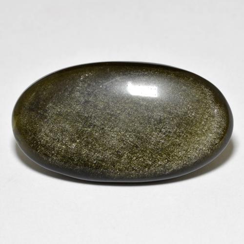 Obsidienne Noir avec reflets dorés naturelle Coupe ovale, 16.30 ct, Opaque