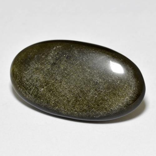 Obsidienne Noir avec reflets dorés naturelle Coupe ovale, 16.30 ct, Opaque