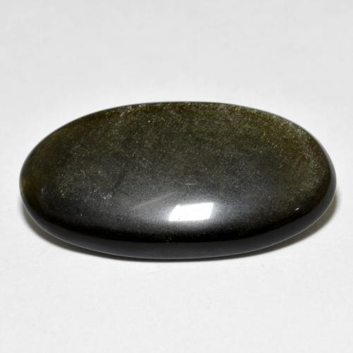 Obsidienne Noir avec reflets dorés naturelle Coupe ovale, 16.30 ct, Opaque