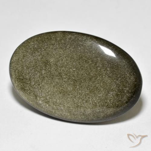 Obsidienne Noir avec reflets dorés naturelle ovale, 23.93 ct, Opaque