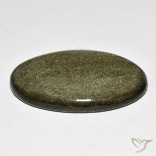 Obsidienne Noir avec reflets dorés naturelle ovale, 23.93 ct, Opaque