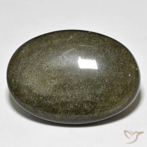 23.91ct Naturel Noir avec reflets dorés Obsidienne, ovale, Opaque