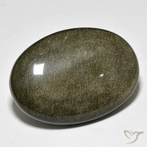 Obsidienne Noir avec reflets dorés naturelle ovale, 23.91 ct, Opaque