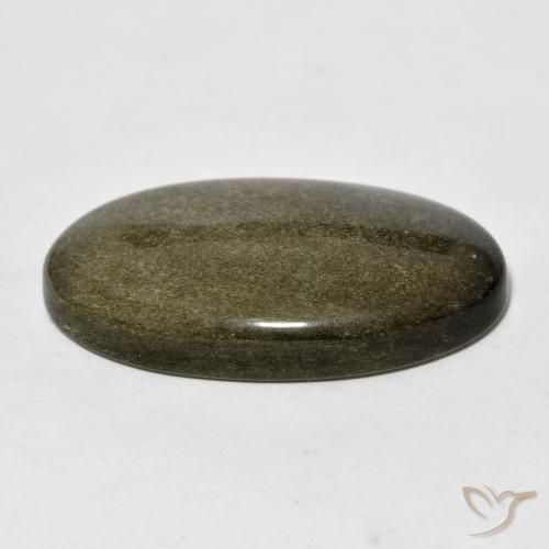 Obsidienne Noir avec reflets dorés naturelle ovale, 18.46 ct, Opaque