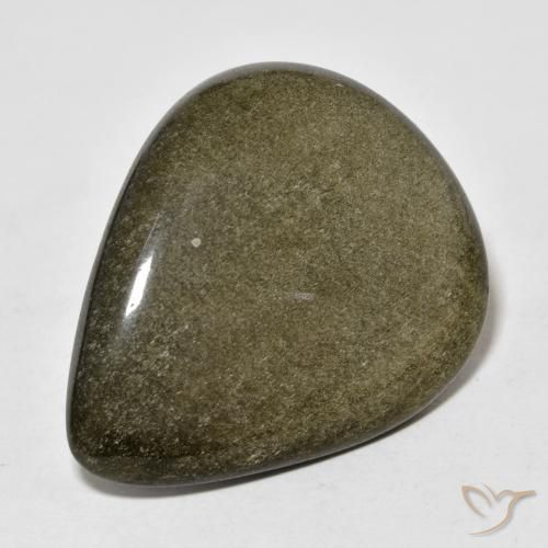 22.83ct Naturel Noir avec reflets dorés Obsidienne, En forme de poire, Opaque
