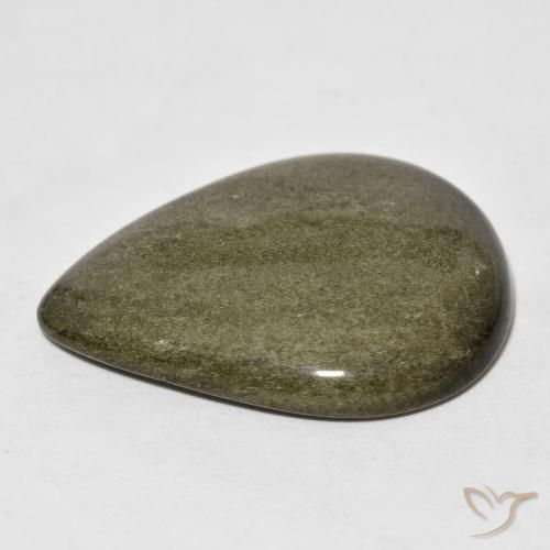 Obsidienne Noir avec reflets dorés naturelle En forme de poire, 22.83 ct, Opaque