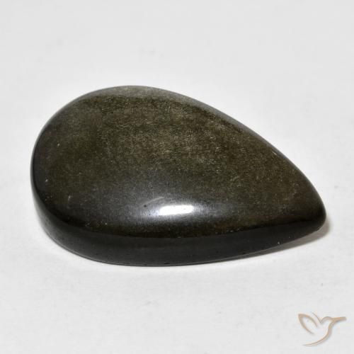 Obsidienne Noir avec reflets dorés naturelle En forme de poire, 19.39 ct, Opaque