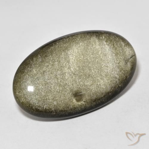 20.73ct Naturel Noir avec reflets dorés Obsidienne, ovale, Opaque