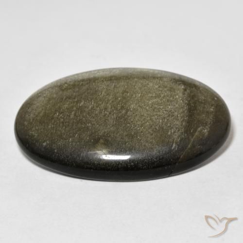Obsidienne Noir avec reflets dorés naturelle ovale, 20.73 ct, Opaque