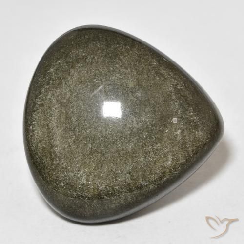 26.99ct Naturel Noir avec reflets dorés Obsidienne, En forme de poire, Opaque