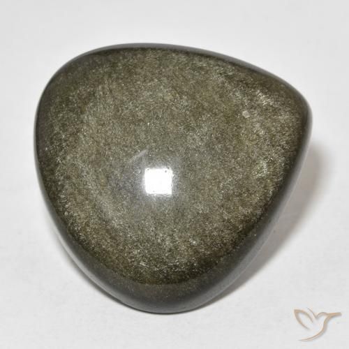 Obsidienne Noir avec reflets dorés naturelle En forme de poire, 26.99 ct, Opaque