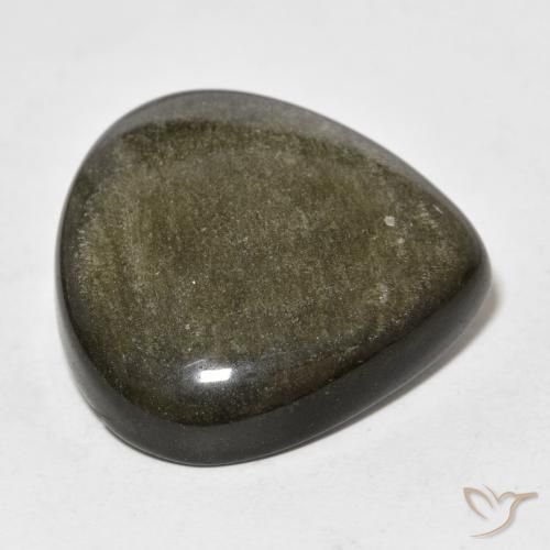 Obsidienne Noir avec reflets dorés naturelle En forme de poire, 26.99 ct, Opaque