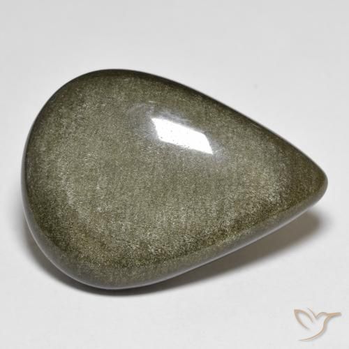 28.97ct Naturel Noir avec reflets dorés Obsidienne, En forme de poire, Opaque