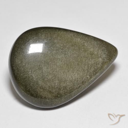 Obsidienne Noir avec reflets dorés naturelle En forme de poire, 28.97 ct, Opaque