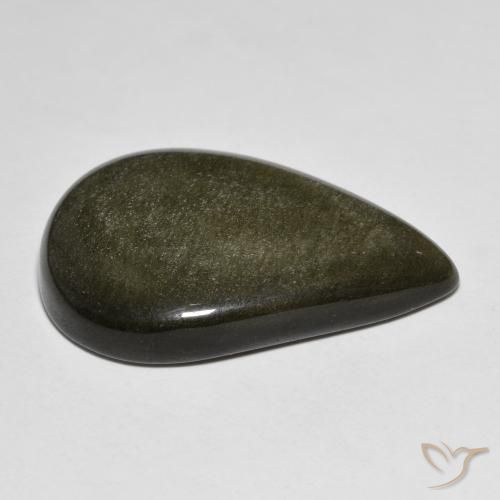 Obsidienne Noir avec reflets dorés naturelle En forme de poire, 28.97 ct, Opaque