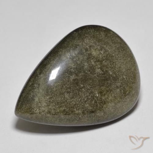 Obsidienne Noir avec reflets dorés naturelle En forme de poire, 27.67 ct, Opaque