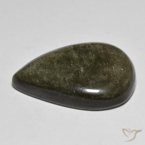Obsidienne Noir avec reflets dorés naturelle En forme de poire, 27.67 ct, Opaque