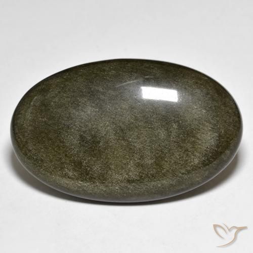31.53ct Naturel Noir avec reflets dorés Obsidienne, ovale, Opaque