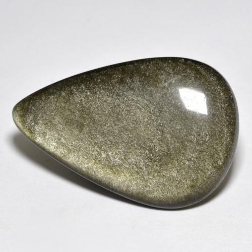 Obsidienne doré naturelle en forme de poire, 27,20 ct, opaque