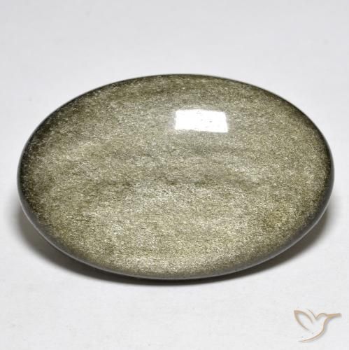 Obsidienne Noir avec reflets dorés naturelle ovale, 30.38 ct, Opaque