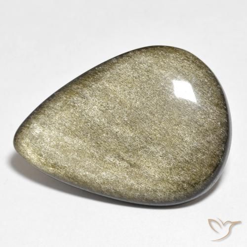 Obsidienne Noir avec reflets dorés naturelle En forme de poire, 19.79 ct, Opaque