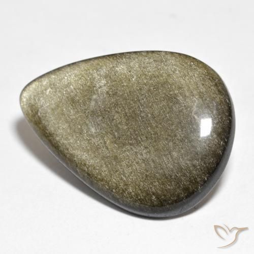 Obsidienne Noir avec reflets dorés naturelle En forme de poire, 19.79 ct, Opaque